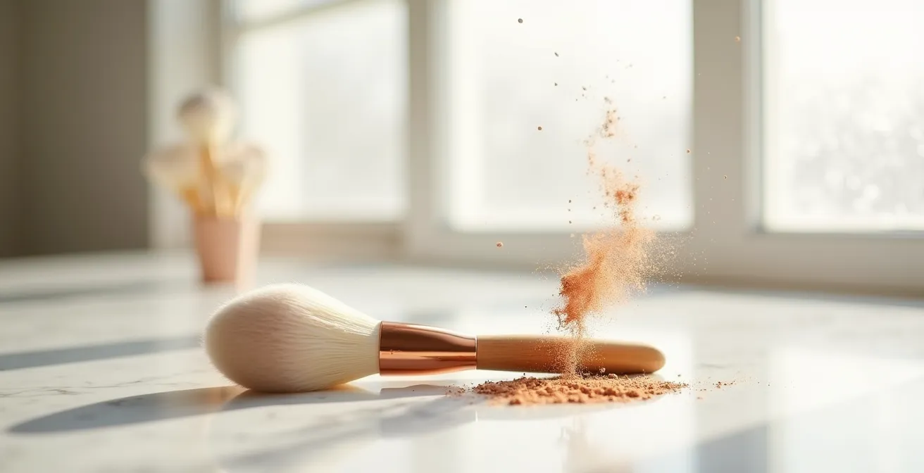 Technique d'application de poudre bronzante avec pinceau large pour éviter l'effet barre