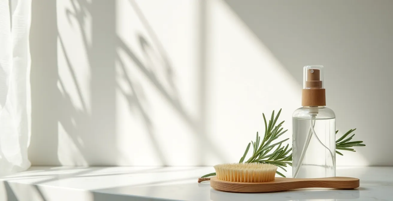 Cheveux sains espacés montrant la structure des cuticules préservée sans lavage excessif