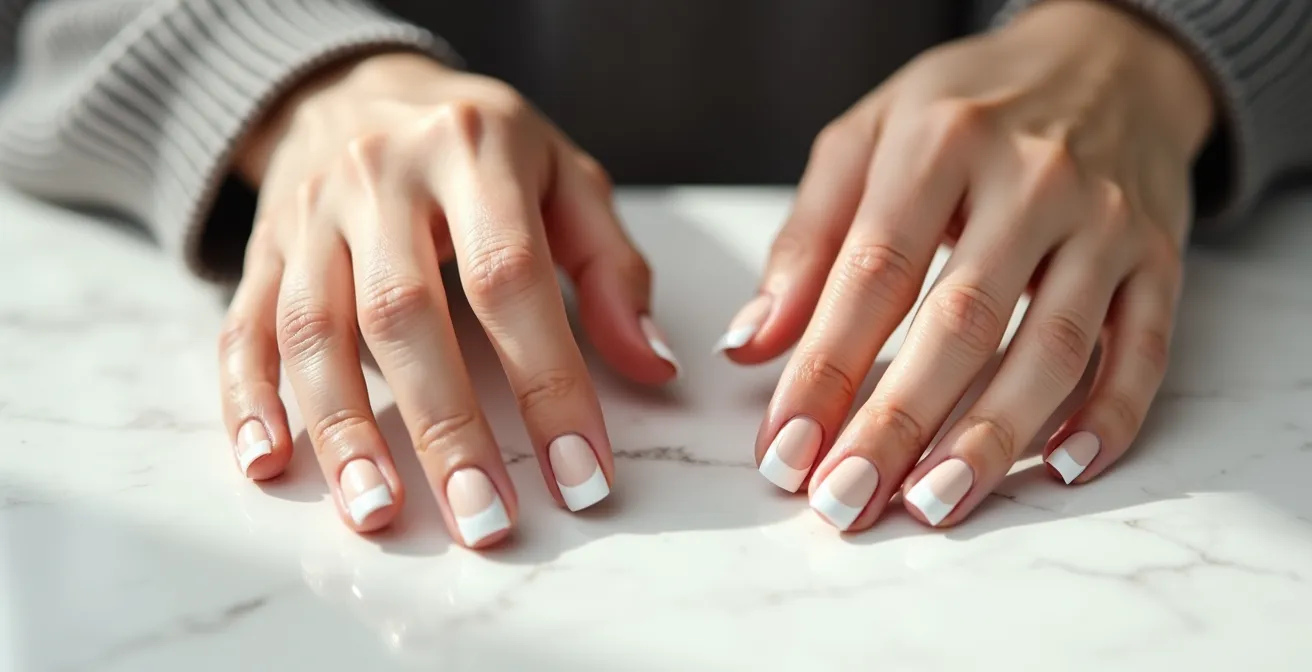 Ongles avec french manucure jouant sur les contrastes mat et brillant