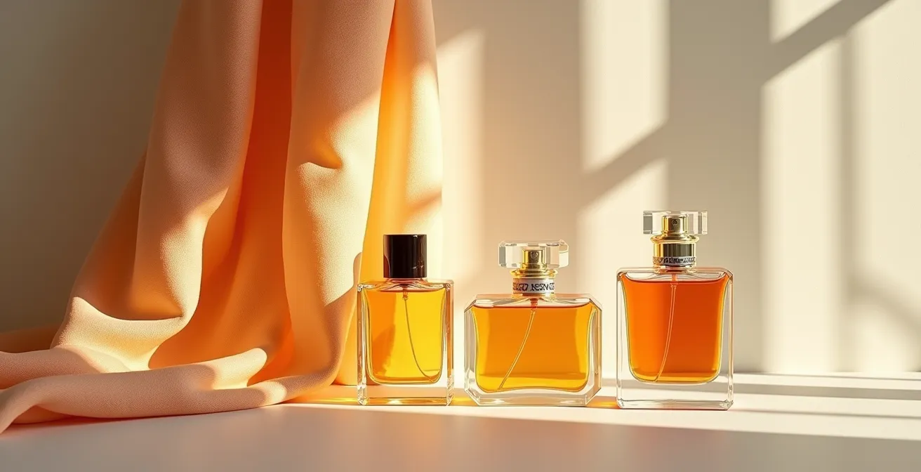 Composition minimaliste associant parfums orientaux et textures de tissus