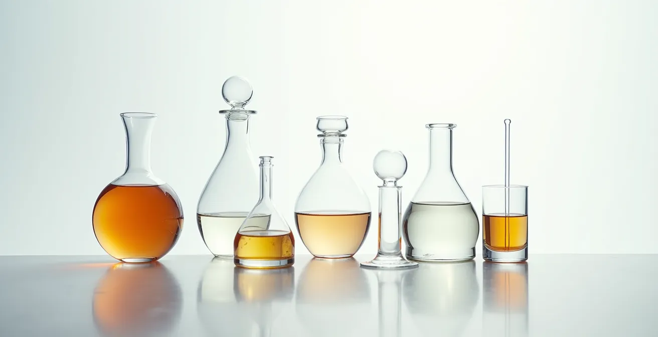 Représentation abstraite et artistique de l'innovation moléculaire en parfumerie