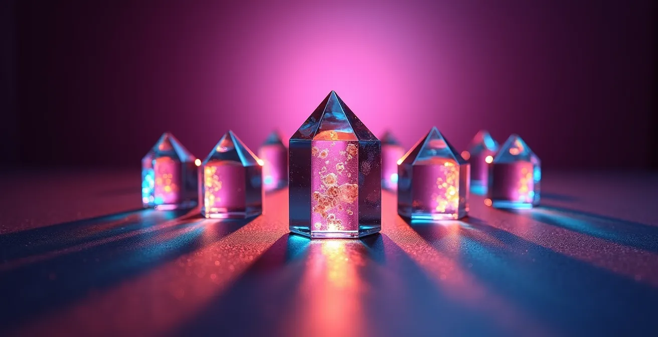 Structure moléculaire abstraite évoquant la protection de l'ADN par le resvératrol