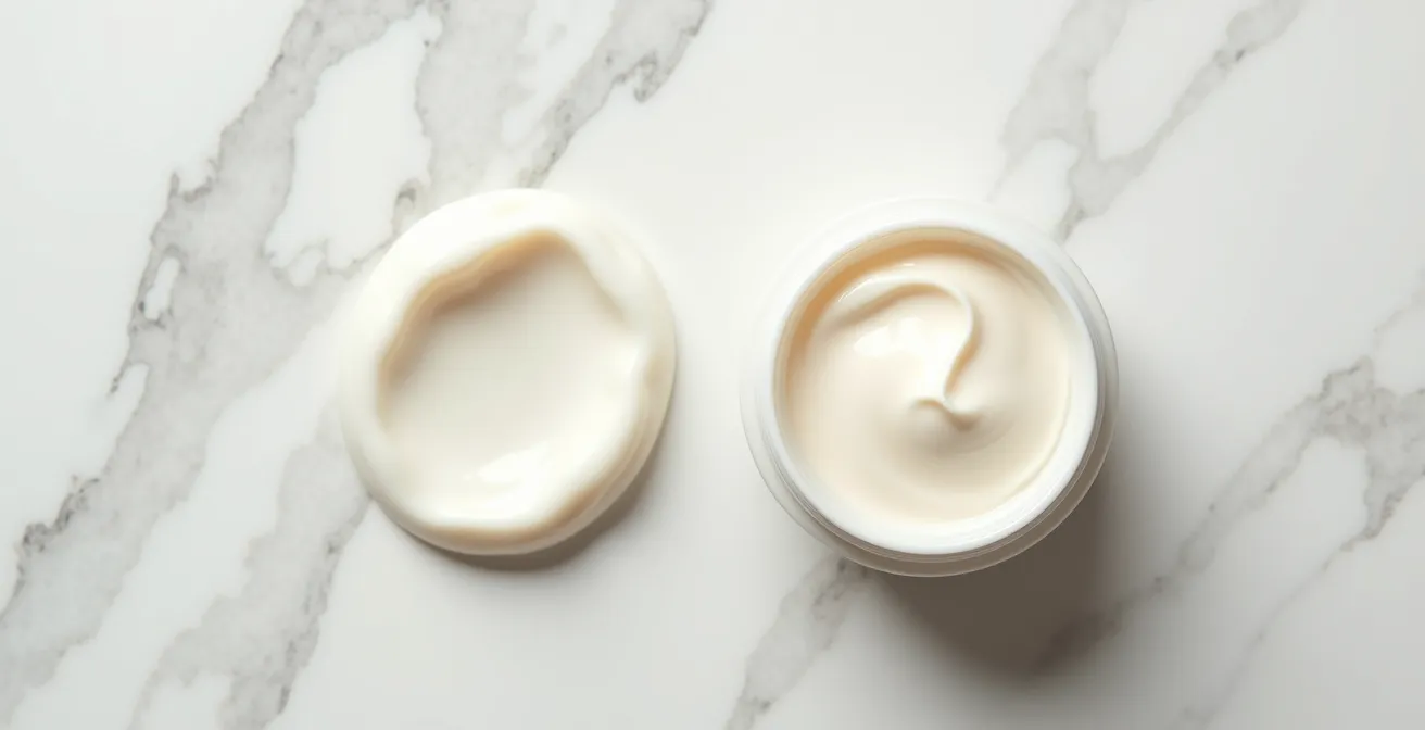Comparaison visuelle de textures de crèmes légères et riches